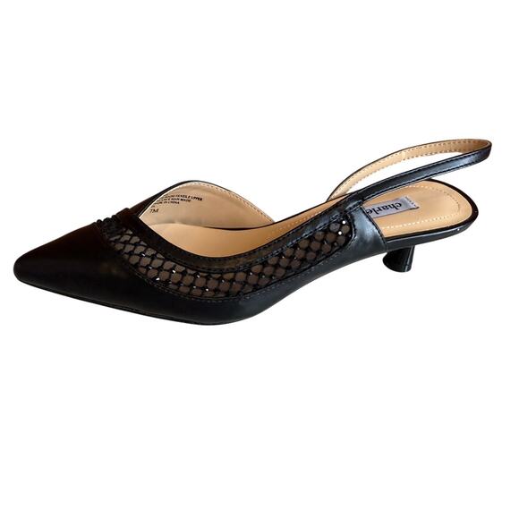 Charles David Angel Mesh Net Slingback Kitten Heels Black 7 - Picture 1 of 7
